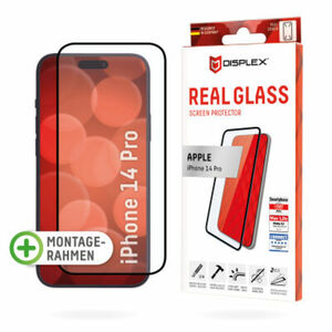 DISPLEX Full Cover Panzerglas (10H) für Apple iPhone 14 Pro, Eco-Montagerahmen, Tempered Glas, kratzer-resistente Glasschutzfolie, hüllenfreundlich