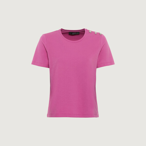 Bild 1 von Cropped T-Shirt aus Baumwolle-Interlock-Jersey mit Strassknöpfen