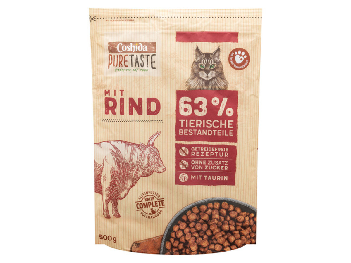Bild 2 von COSHIDA Pure Taste Katzentrockennahrung mit Rind, 4 x 500g