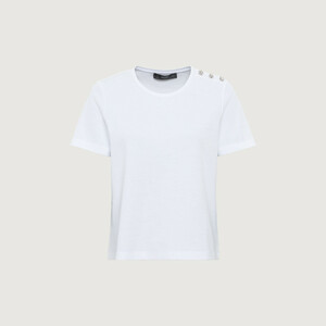 Cropped T-Shirt aus Baumwolle-Interlock-Jersey mit Strassknöpfen