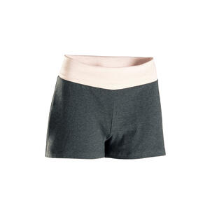 Shorts sanftes Yoga Baumwolle Ecodesign Damen grau/rosa