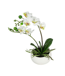 Dehner Kunstpflanze Mini-Orchidee Phalaenopsis, weiß