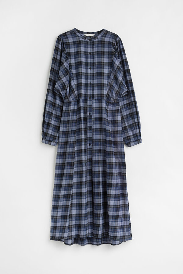 Bild 1 von H&M Kleid mit Fledermausärmeln Dunkelblau/Kariert, Alltagskleider in Größe S. Farbe: Dark blue/checked