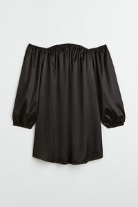 H&M Off-Shoulder-Kleid aus Satin Schwarz, Party kleider in Größe XS. Farbe: Black