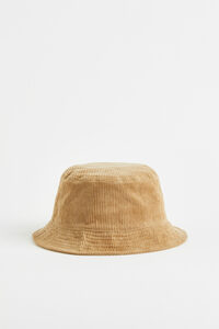 H&M Bucket Hat aus Cord Dunkelbeige, Hut in Größe S/56. Farbe: Dark beige