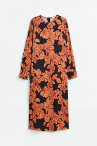 H&M Satinkleid Schwarz/Orange, Alltagskleider in Größe 40. Farbe: Black/orange