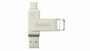 Hama USB-Stick "C-Rotate Pro", USB-C 3.1/3.0, 128GB, 100MB/s, Silber