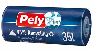 Pely® KLIMA-NEUTRAL 95% Recycling Zugband-Beutel, 35 Liter
