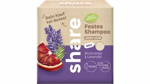 Bild 1 von share Festes Shampoo Blutorange & Lavendel