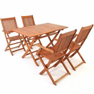 Casaria Sitzgruppe Akazie Sydney 4+1 Set (5tlg) Tisch: 120 x 75 x 70cm Stuhl: 92 x 51 x 51cm braun