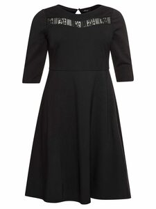 Sheego Abendkleid Cocktailkleid mit U-Boot-Ausschnitt und Spitzeneinsatz