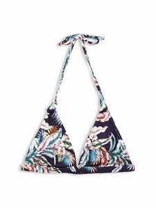 Esprit Triangel-Bikini-Top Recycelt: Neckholder mit Tropical-Print