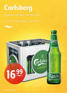 Carlsberg Premium Lager Beer oder 0,0 % Vol.