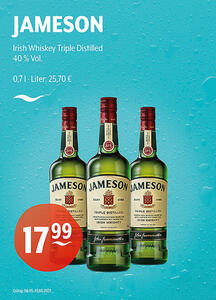 JAMESON Irish Whiskey Triple Distilled
40 % Vol.