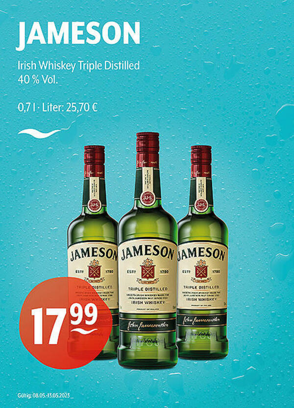 Bild 1 von JAMESON Irish Whiskey Triple Distilled
40 % Vol.