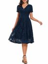 Bild 4 von PYL Cocktailkleid Damen Elegant Cocktailkleid mit Spitze Kurzarm 38-48 Größe