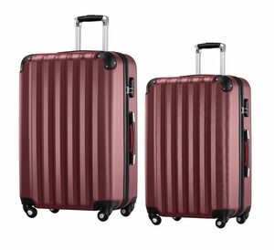 *KOFFER-BARON* Hartschalen-Trolley Reisegepäck Kofferset Hartschalenkoffer-Set 2-tlg (L+XL) ABS, Weinrot