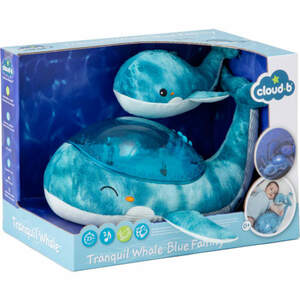 cloud•b® Nachtlicht Tranquil Whale™ Blue Family, inklusive Kuscheltier