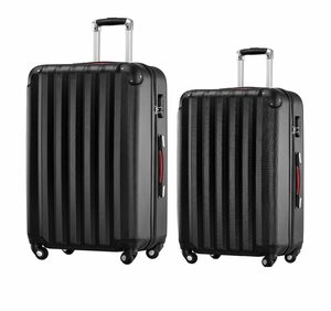 *KOFFER-BARON* Hartschalen-Trolley Reisegepäck Kofferset Hartschalenkoffer-Set 2-tlg (L+XL) ABS, Schwarz