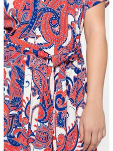 Sheego Sommerkleid Kleid mit hübschem Paisleyprint und Bindeband