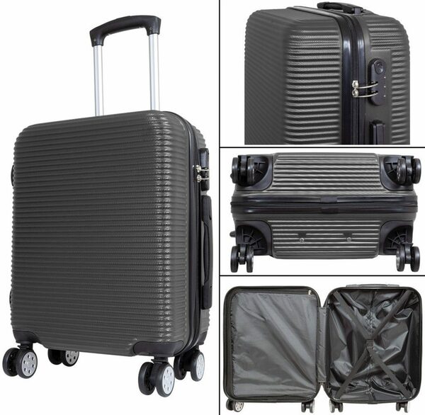 Bild 1 von MONOPOL® Hartschalen-Trolley Hartschalen-Trolley Reisekoffer M-L-XL ABS Hartschalenkoffer Anthrazit 4x Doppelrollen, drehbar um 360° mit Qualitäts-Zahlenschloss hoch Qualitativ Valis Suitcase