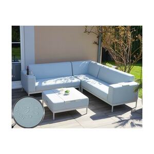 Alu-Garten-Garnitur MCW-C47, Sofa, Outdoor Stoff/Textil ~ blau mit Ablage, ohne Kissen
