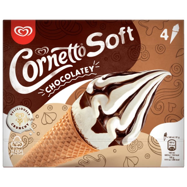 Bild 1 von Cornetto Eis Soft Chocolatey Multipack 4 x 140 ml