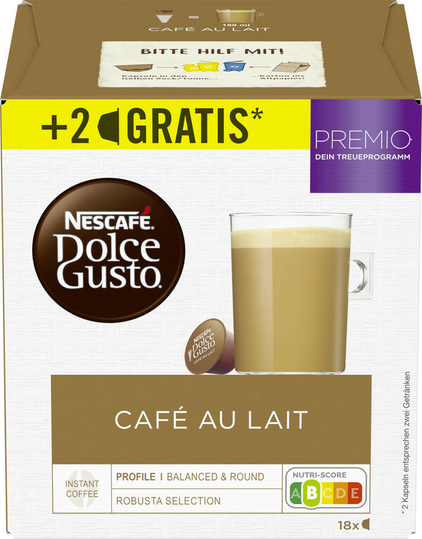 Bild 1 von Nescafe Dolce Gusto Cafe au Lait 16+2ST 180G
