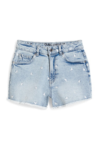 C&A CLOCKHOUSE-Jeans-Shorts-High Waist-gemustert, Blau, Größe: 44