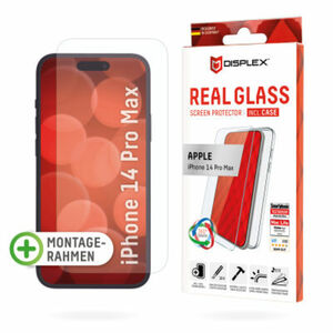 DISPLEX Panzerglas (10H) + Schutzhülle für Apple iPhone 14 Max, Schutzhülle, Eco-Montagerahmen, kratzer-resistente Glasschutzfolie