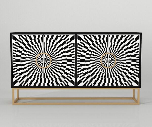 Bild 1 von Sideboard Gradel mit Metallfüße Schwarz Weiß