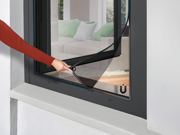 Bild 1 von LIVARNO home Insektenschutzfenster, magnetisch, 110x130 cm, anthrazit, 3er Set