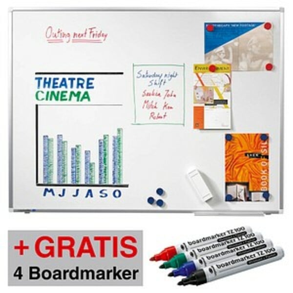 Bild 1 von AKTION: Legamaster Whiteboard PREMIUM PLUS 120,0 x 90,0 cm weiß emaillierter Stahl + GRATIS 4 Boardmarker TZ 100 farbsortiert