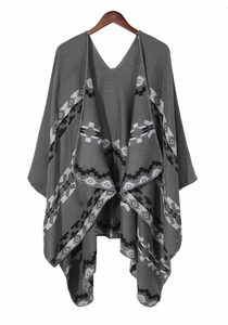 MAGICSHE Regenponcho Damen Retro Argyle-Muster Open Front Schal Umkenrbares Design mit print,elegant und stilvoll