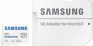 Samsung microSD PRO Endurance Speicherkarte (128 GB, Class 10, 100 MB/s Lesegeschwindigkeit)