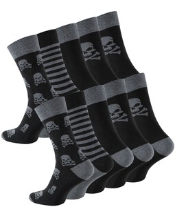 Cotton Prime® 10 Paar Baumwoll Socken mit Totenkopf-Design