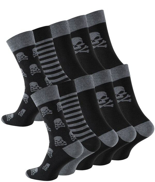 Bild 1 von Cotton Prime® 10 Paar Baumwoll Socken mit Totenkopf-Design