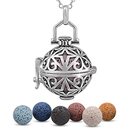 Bild 1 von INFUSEU Aromatherapie ätherisches Öl Diffusor Frauen Halskette, versilbert Dreamcatcher Anhänger mit 5 Stück Lava Steinen & Kette 61cm, Geschenk für Damen…