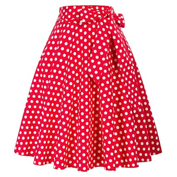 Bild 1 von Belle Poque Damen Swing Rock 50s Retro Vintage Rockabilly Knielang Festliche Röck mit Gürtel Faltenrock BP000561