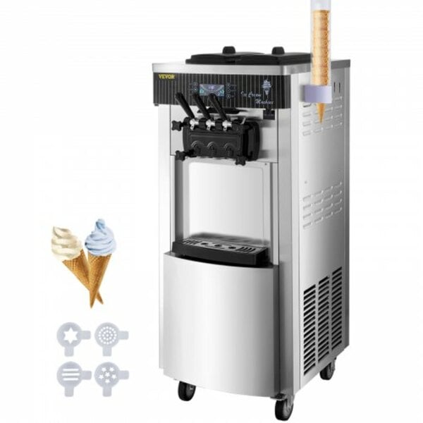 Bild 1 von VEVOR Speiseeisbereiter Stehende Kommerzielle Softeismaschine Eismaschine Ice Cream maker 220V Edelstahl Maschine mit Eikegel