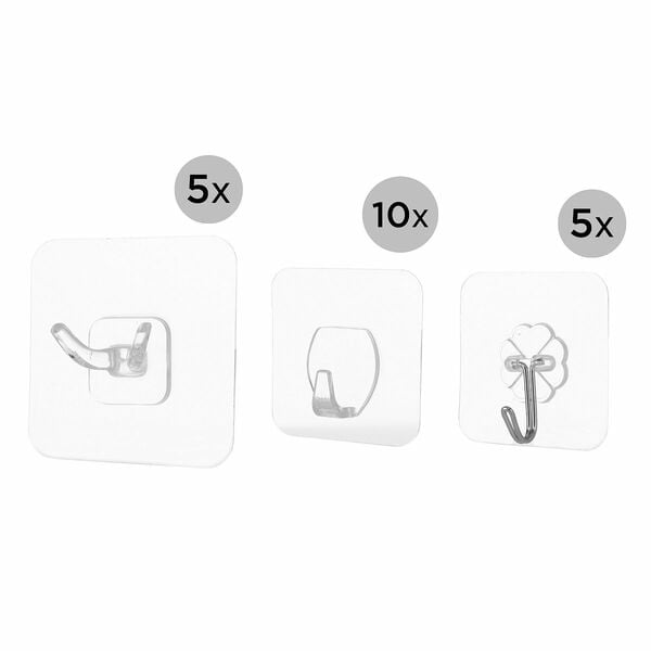 Bild 1 von S-FIXX® Ultra Hooks Universalhaken Kleben statt Bohren 3 verschiedene Arten 20 Stück