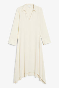 Monki Asymmetrisches cremeweißes Hemdkleid Offwhite, Alltagskleider in Größe 32. Farbe: Off-white