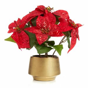 ABELLA Flora künst.Weihnachtsstern beglitterte Blüten Keramiktopf Höhe 30cm
