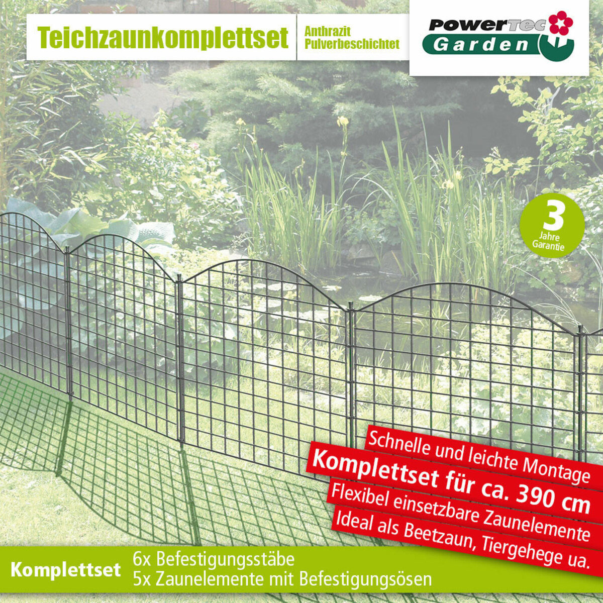 Bild 2 von Powertec Garden Teichzaun Oberbogen, Anthrazit