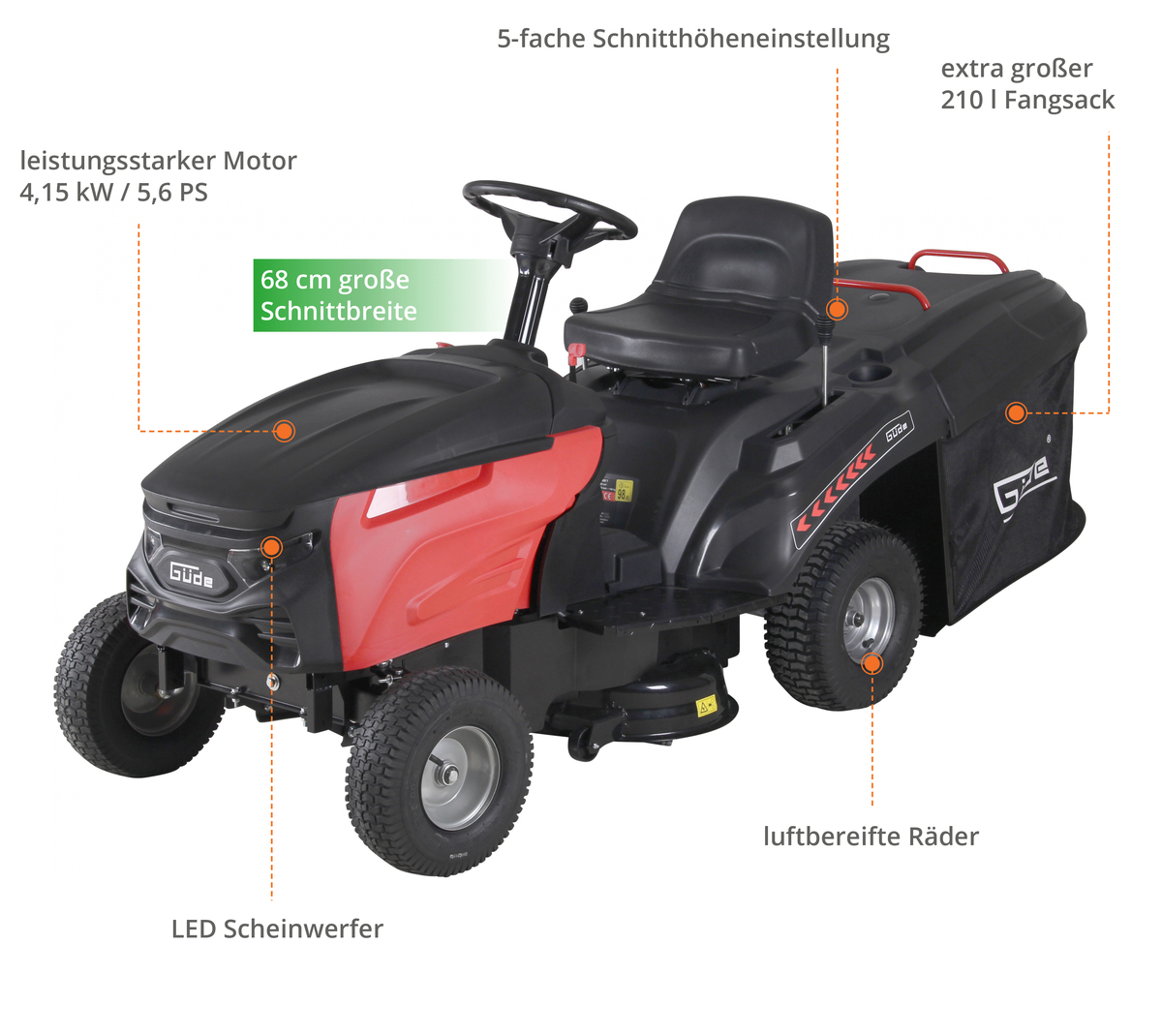 Bild 1 von Güde Rasentraktor GAR 685 T