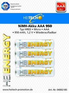 Heitech NIMH-Akku / Micro AAA, 950 mAh