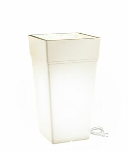 Teraplast Pflanzgefäß mit Beleuchtung STALK LICHT 65cm, viereckig - Weiß-Transparent
