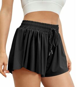 YÔÚNGG Sweatshorts Anti-Glanz-Shorts für Frauen, hoch taillierte Fitnessstudio-Yoga-Rock-Shorts