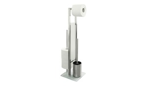 WC-Stand-Garnitur  Rivalta silber Glas , Metall, Metall, Glas  Maße (cm): B: 18 H: 70 T: 20 Badaccessoires - Möbel Kraft