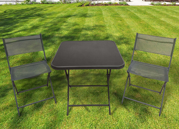 Bild 3 von Balkontisch mit Glasplatte 70x70x70cm Schwarz